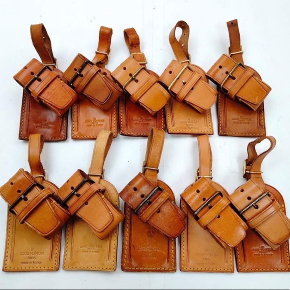 Authentic Louis Vuitton Luggage Tags and Belts — Patina Leather Luggage Tags